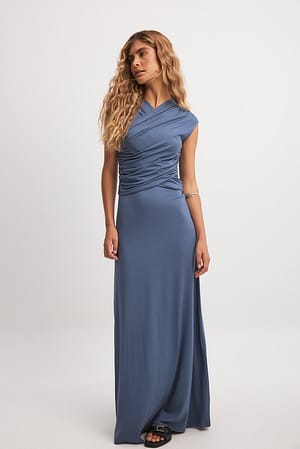 Blue Jersey mouwloze maxi-jurk