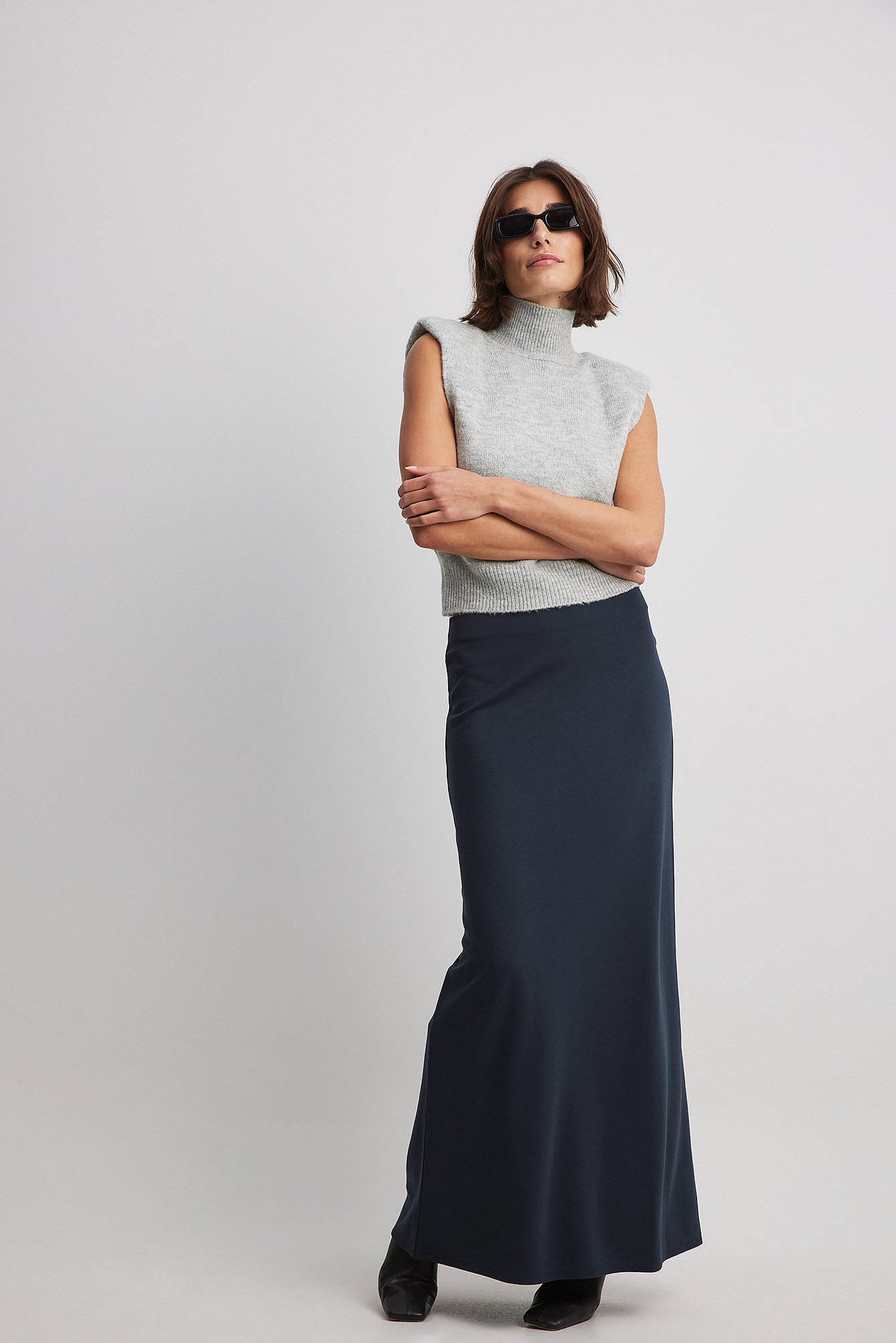 Jersey Low Waist Maxi Skirt Blue | NA-KD