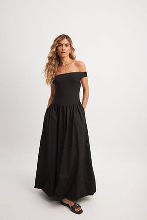 Black Bufiasta sukienka midi