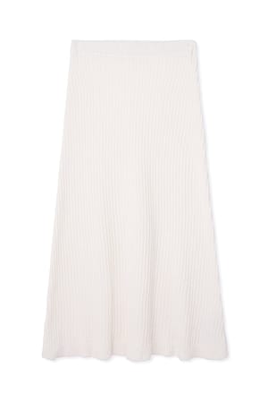 Off White Knitted A-line Maxi Skirt