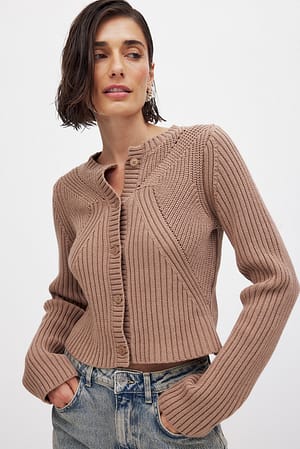 Brown Cardigan in maglia