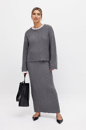 Grey Knitted Maxi Skirt