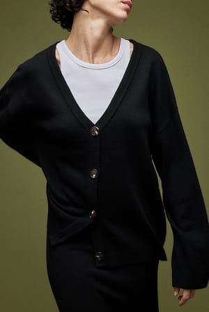 Black Cardigan oversize en maille