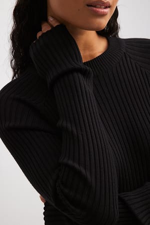 Knitted Ribbed Maxi Dress Black | NA-KD