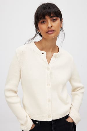 Offwhite Cardigan en maille à encolure ronde