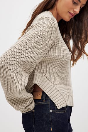 Beige Strickpullover