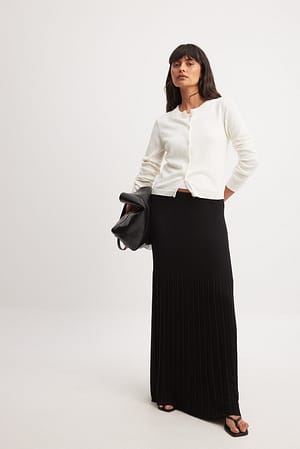 Black Knitted Wide Maxi Skirt