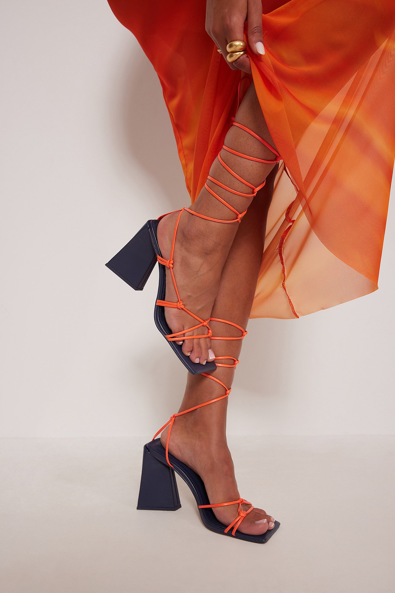 Thalie Sandals - Smooth orange - Smooth ovine leather - Sézane