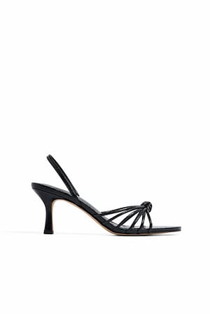 Black Knot Detail Strappy Heels