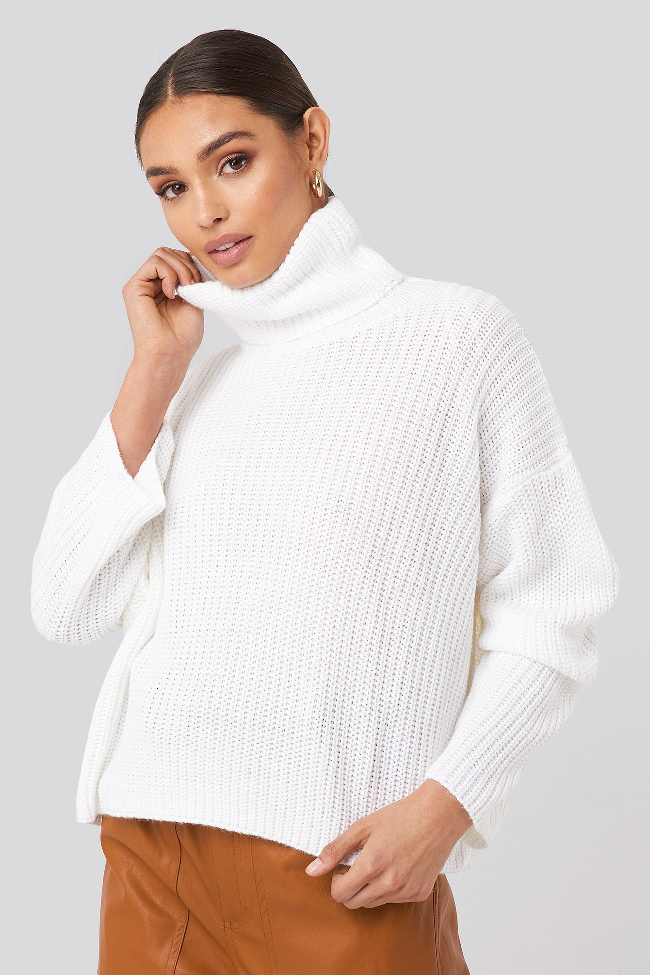 high neck knitted sweater