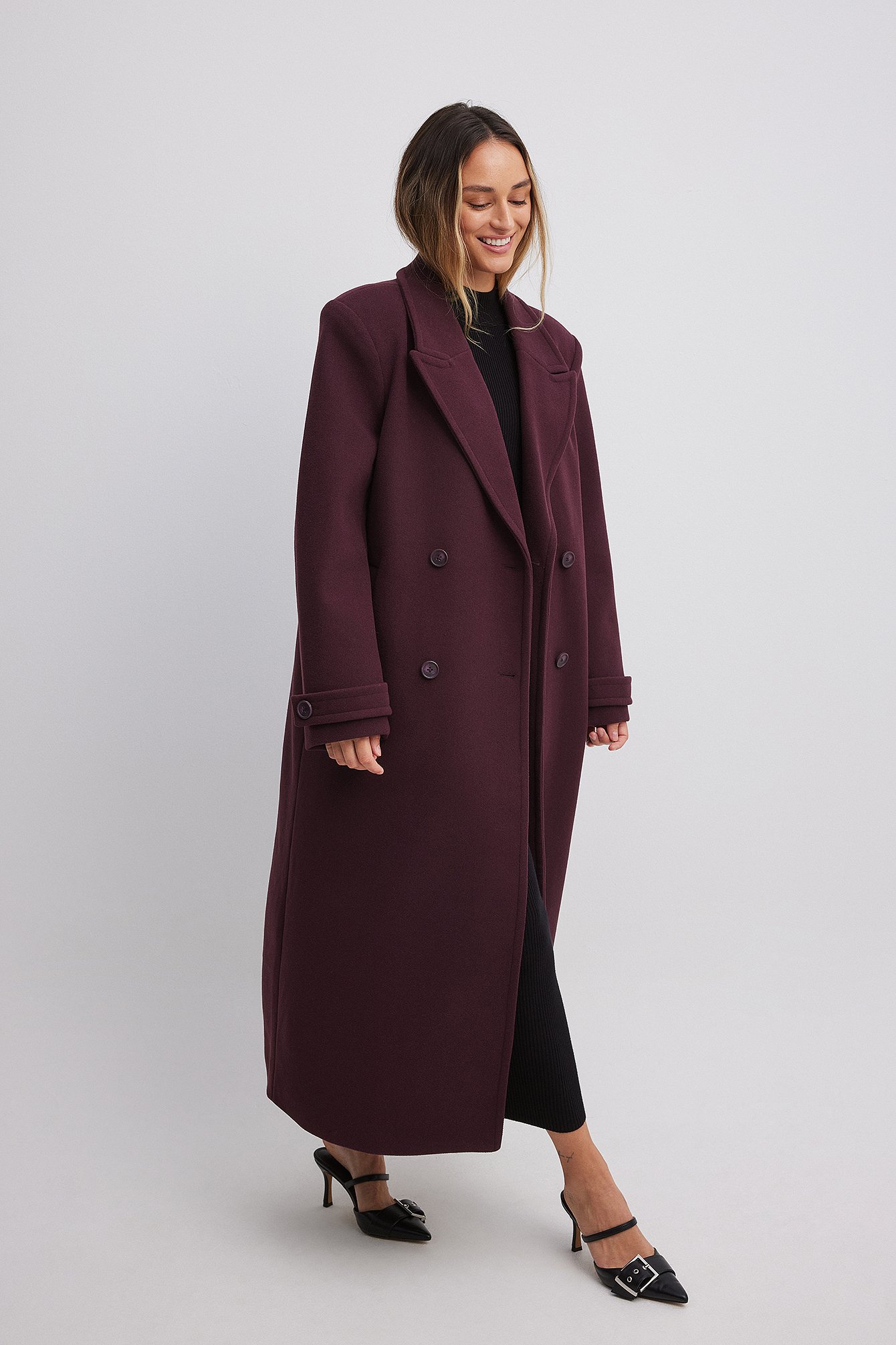 Burgundy store long coat