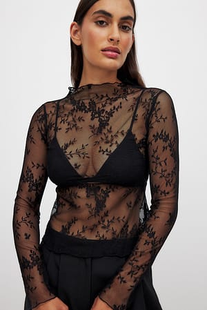 Black Long Sleeve Lace Top