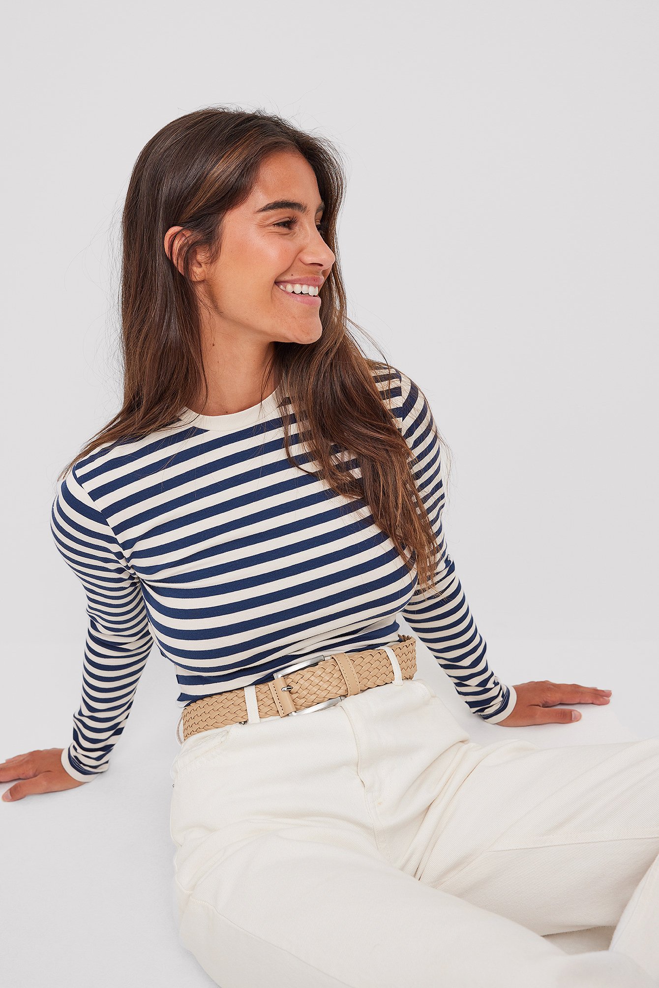 Striped Oversized Long Sleeved Top Blue | NA-KD