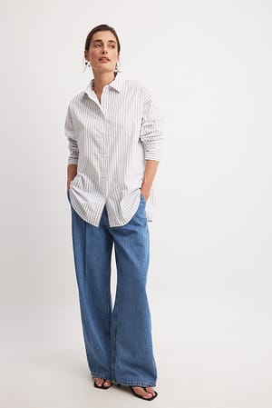 Blue Løse bukser i denim med middelhøj talje og plisseringsdetalje