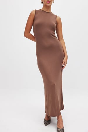 Brown Loose Tank Maxi Dress