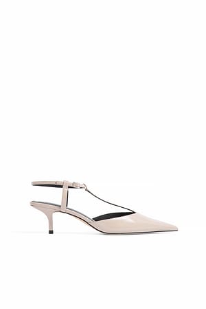 Light Taupe Lave pumps med t-strop