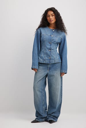 Mid Blue Lockere Jeans mit mittlerer Taille