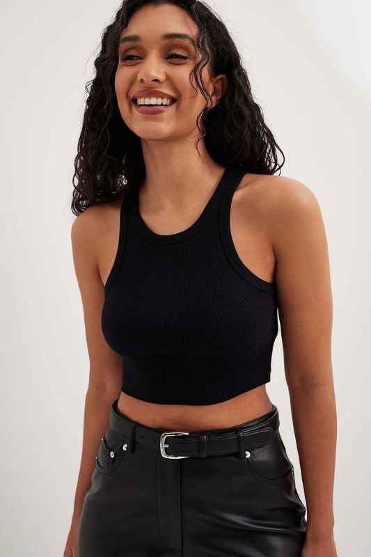 Black halter top outfit hotsell