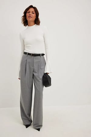 Fitted Button Down Shirt + PinStripe Wide Leg Pants