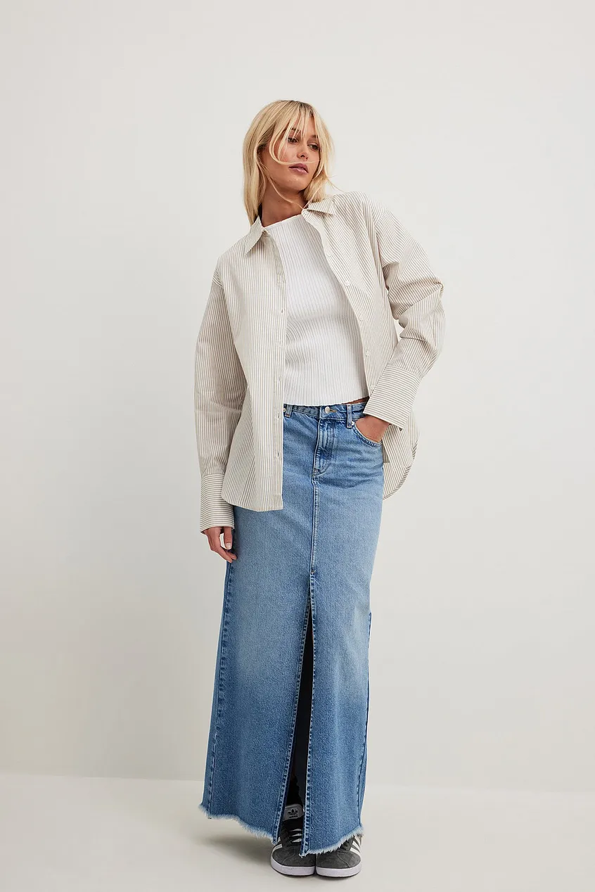 Check styling ideas for「Denim Long Skirt」| UNIQLO IN