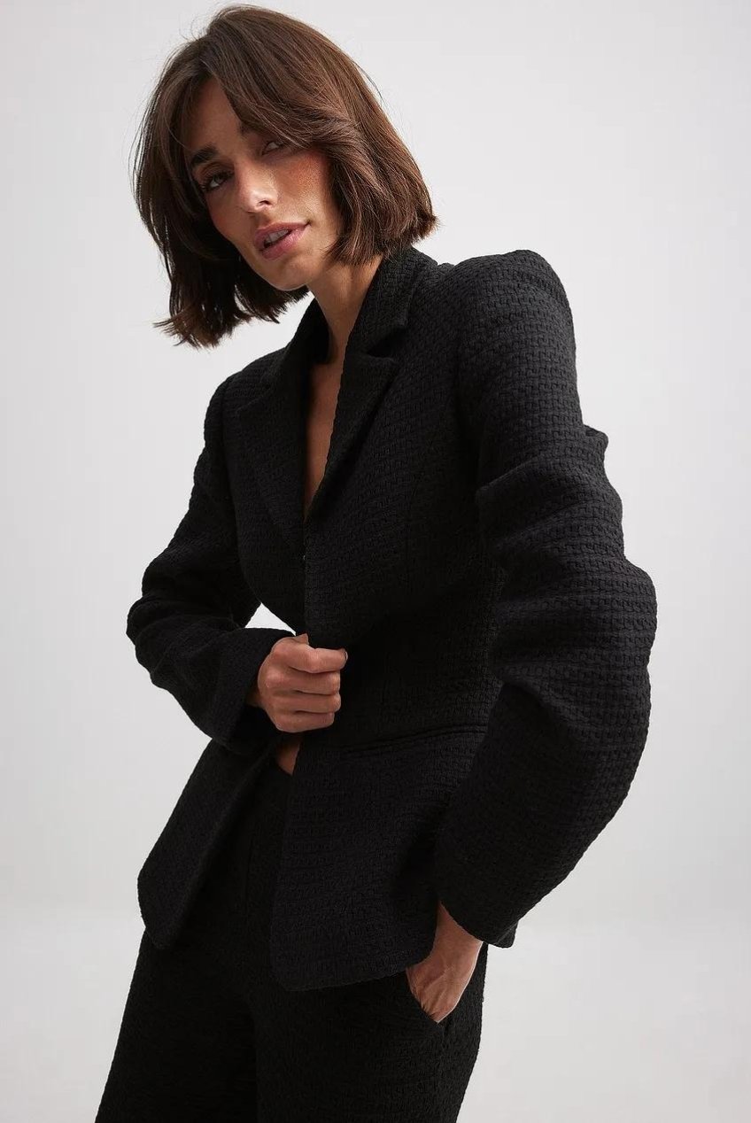 Blazer femme long noir hot sale