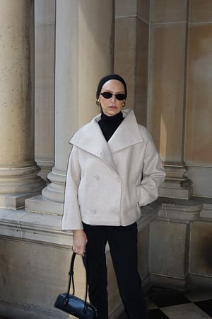 Light Beige Manteau court croisé