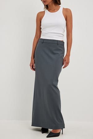 Mid Grey Maxi Belt Loop Detail Skirt