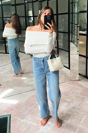 Light Blue Cropped jeans met hoge taille