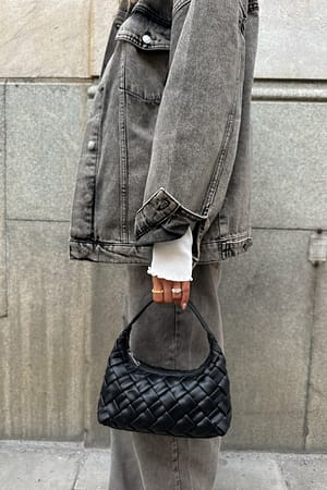 Black Small Woven Triangular Bag