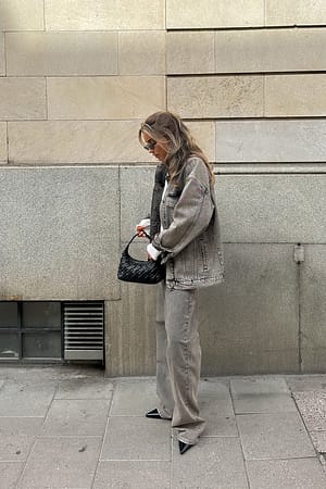 Grey Oversized klassiek denim jack