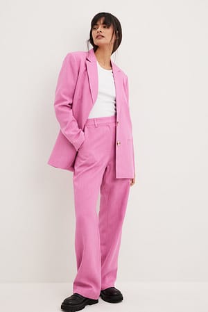 Pink Melange raka kostymbyxor