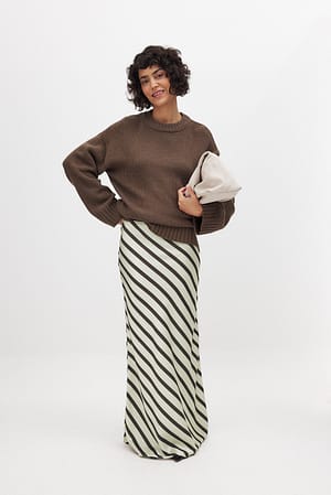 Stripe Mermaid Shape Maxi Skirt