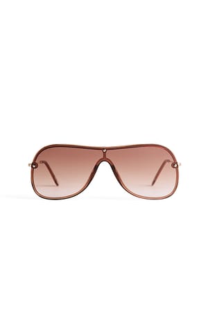Brown Metalowe okulary przeciwsłoneczne bez ramek