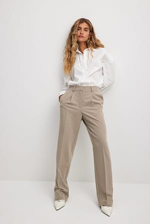 Taupe Pantaloni eleganti con taglio mid-rise