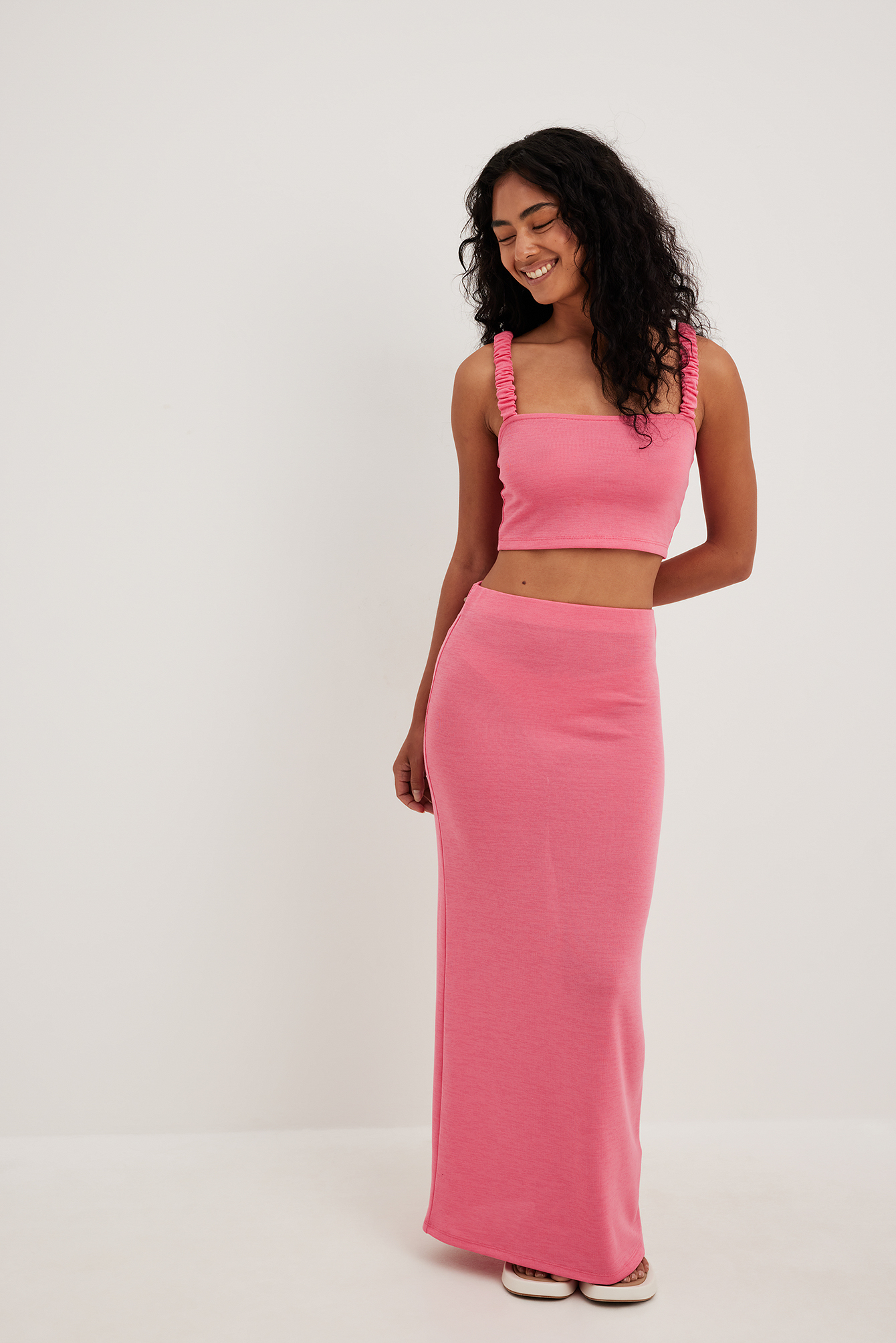 Pink skirt hotsell mid length