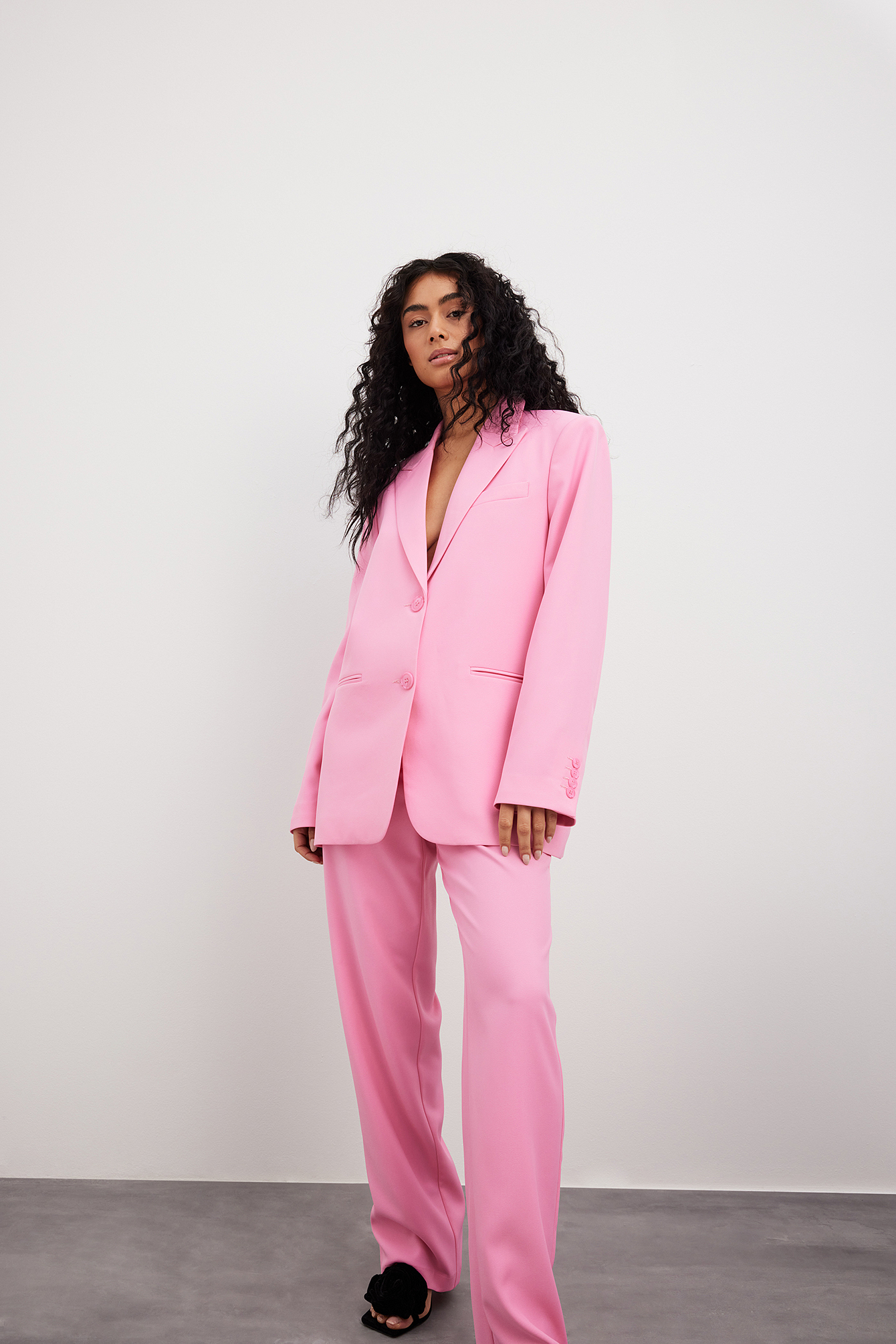 Oversized Sharp Lapel Blazer Pink NA KD