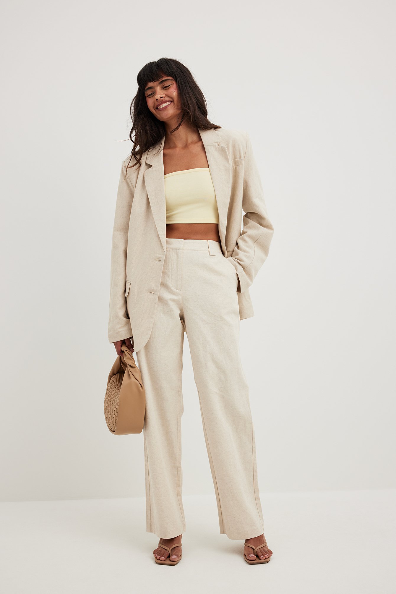 COS Cottonlinen Trousers in Natural  Lyst