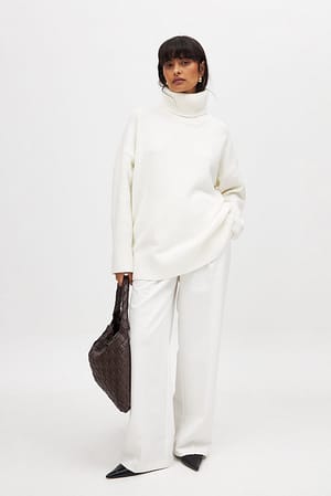 White Wide High Waist Suit Pants