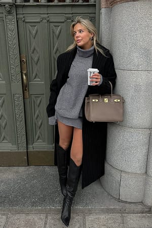 Grey Polo Knitted Sweater
