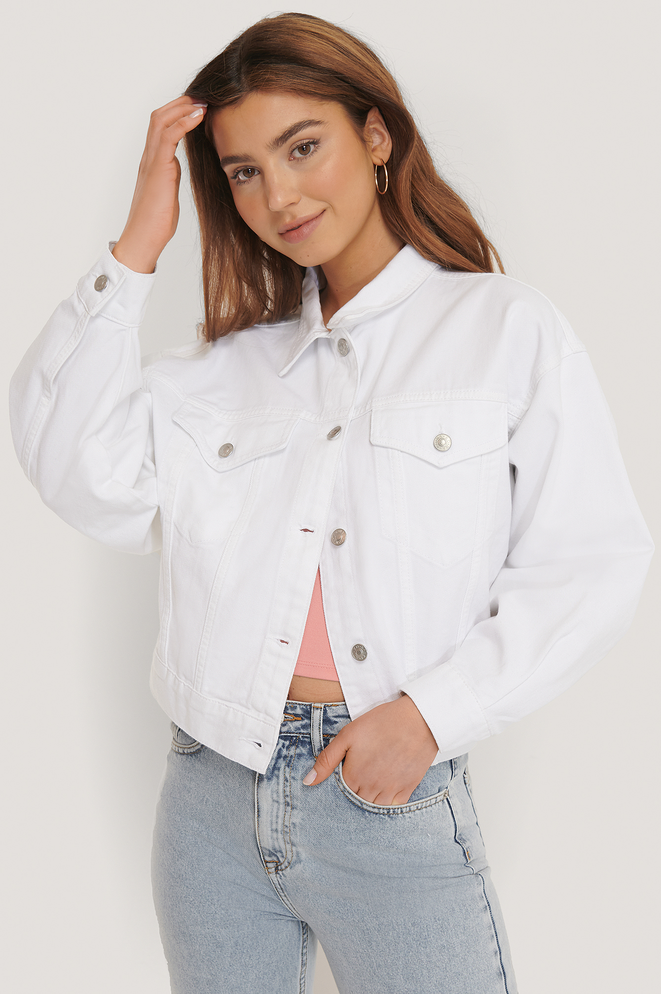 White colour 2024 denim jacket