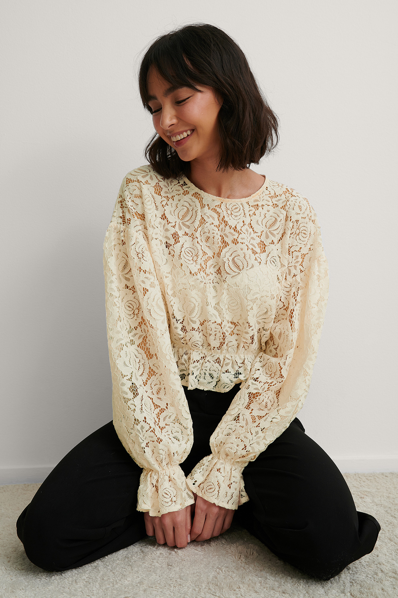 zara combined lace top