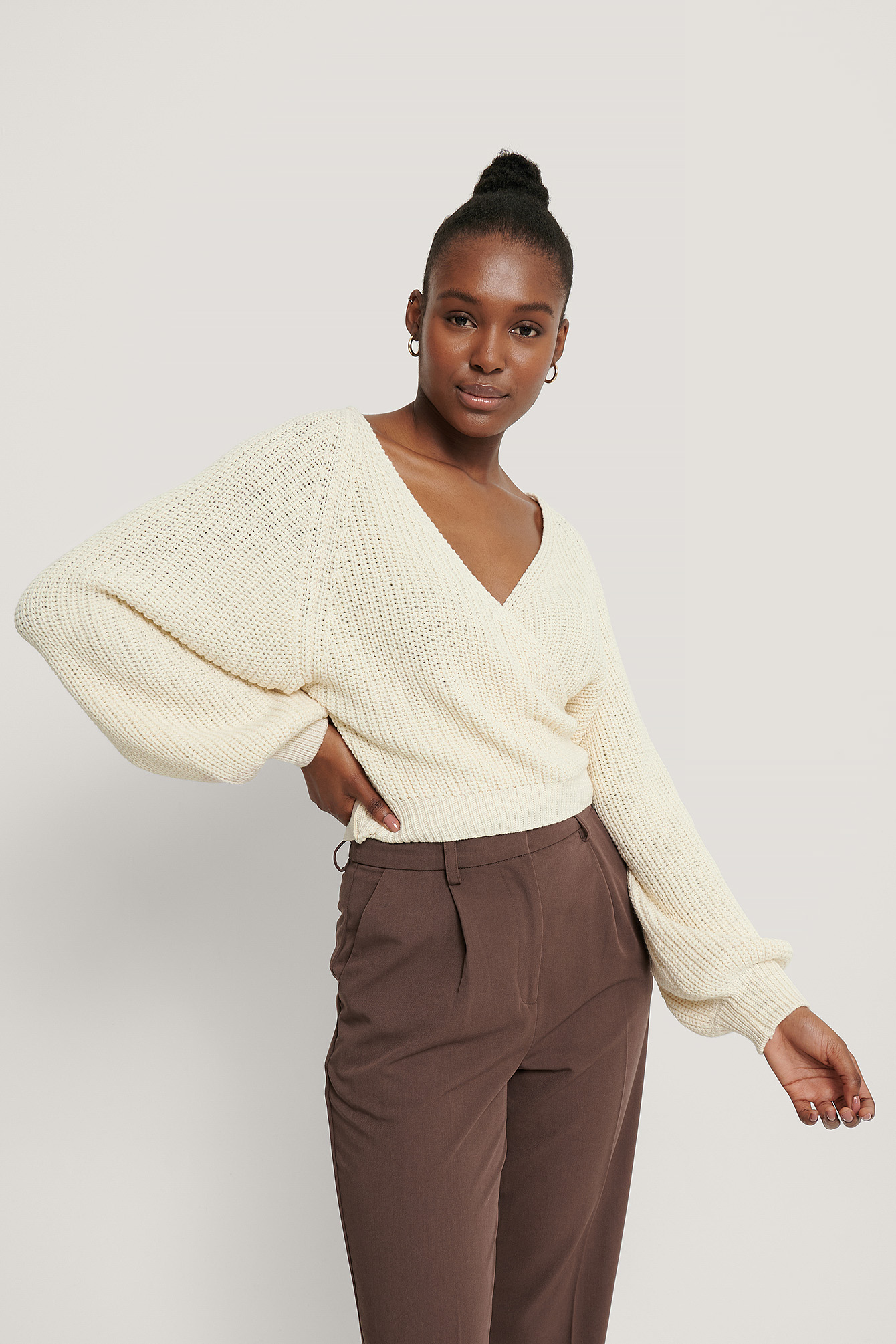 Cream balloon sleeve outlet sweater