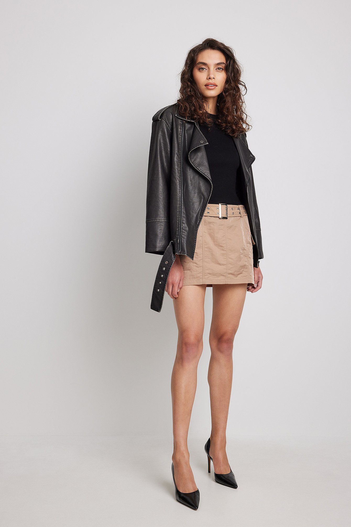 Belted Utility Low Waist Mini Skirt Black | NA-KD