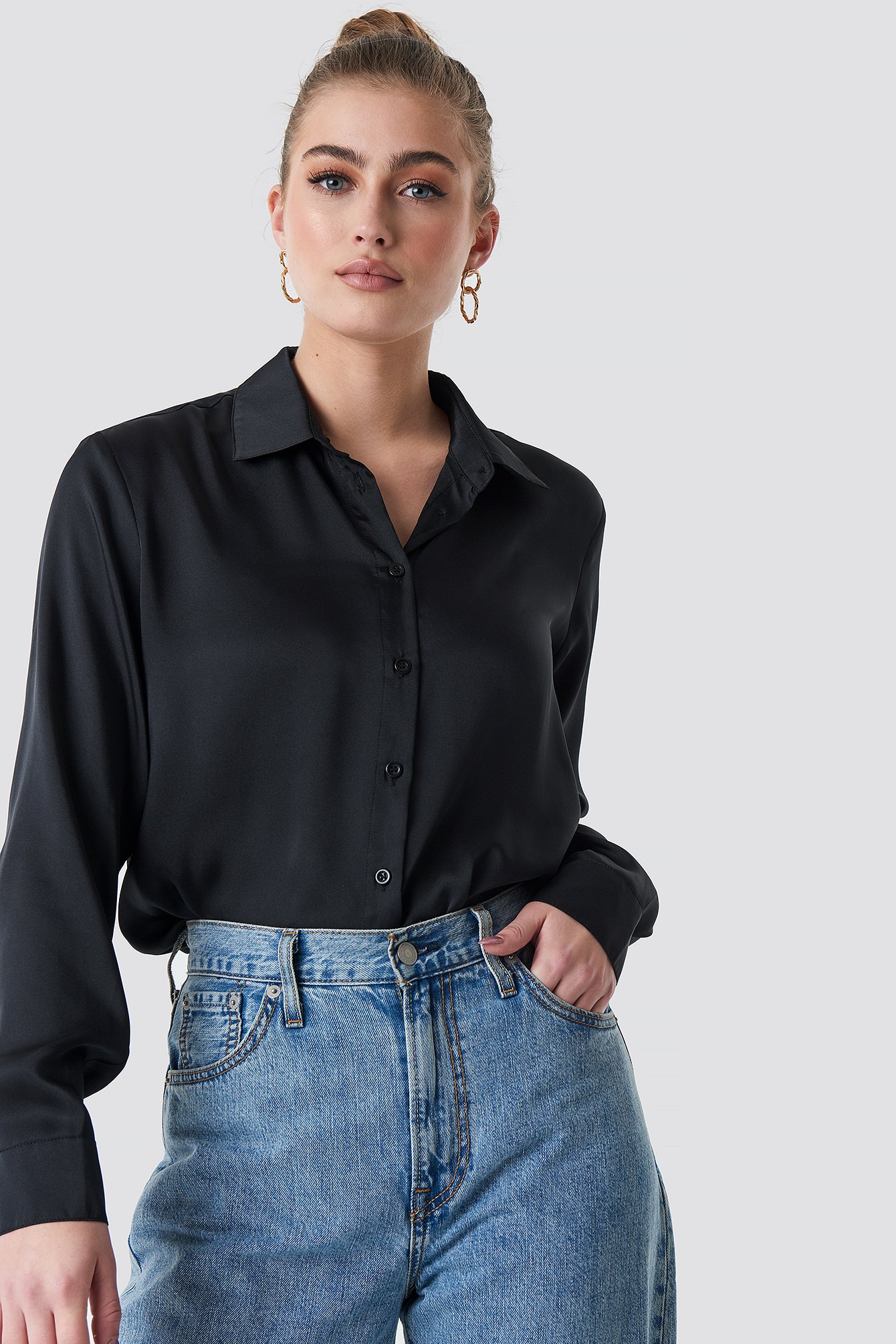 Button Up Blouse Black | NA-KD