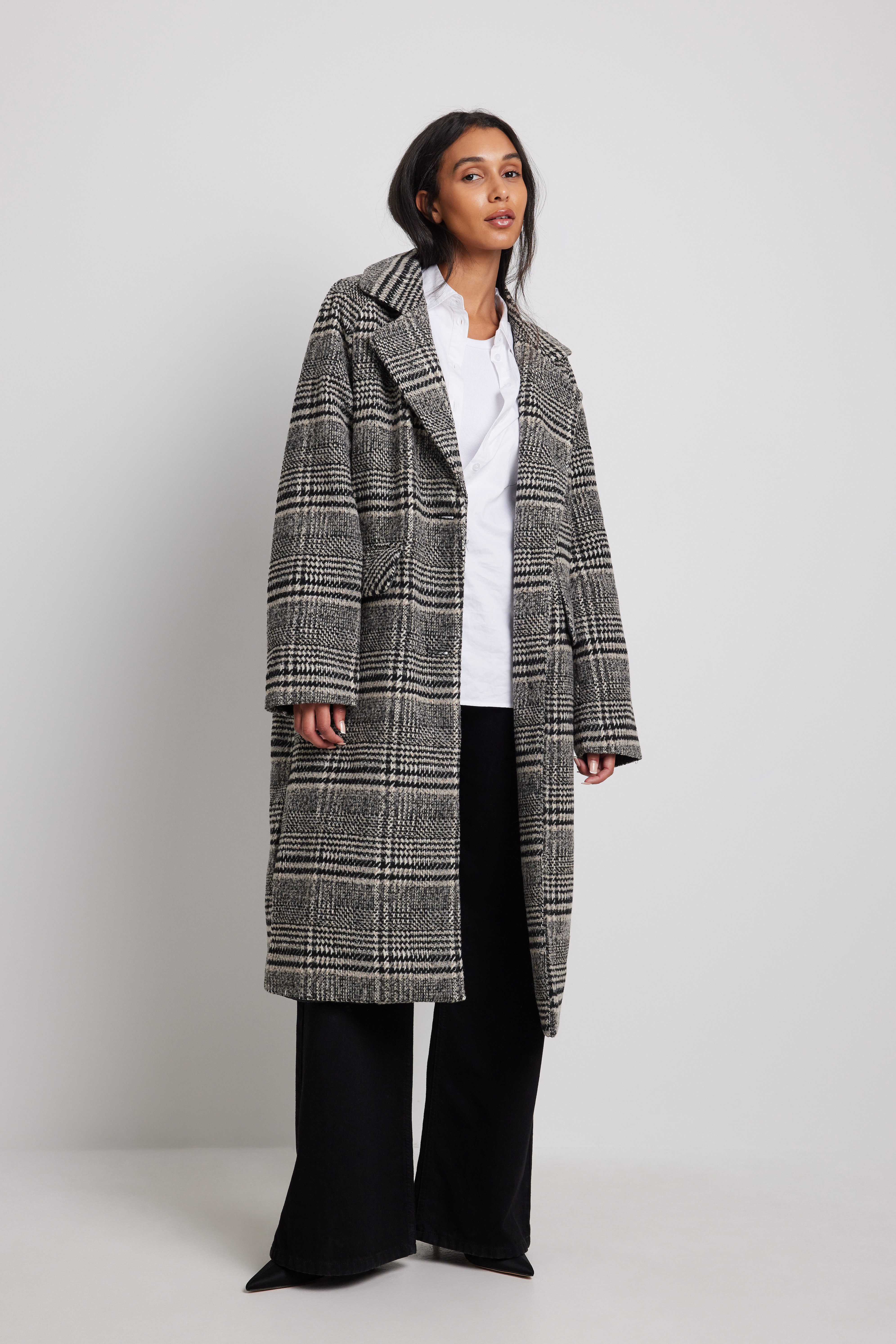 Checked Oversized Coat Multicolor | NA-KD