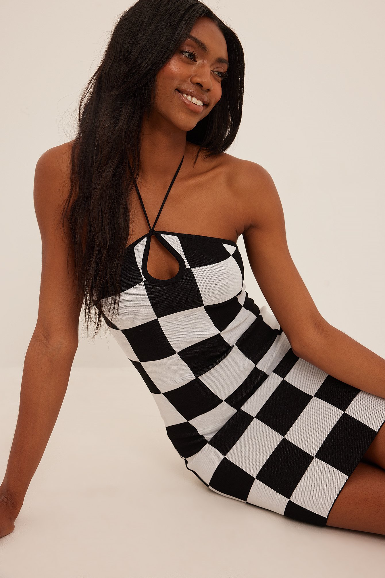 Black white plaid sales dress