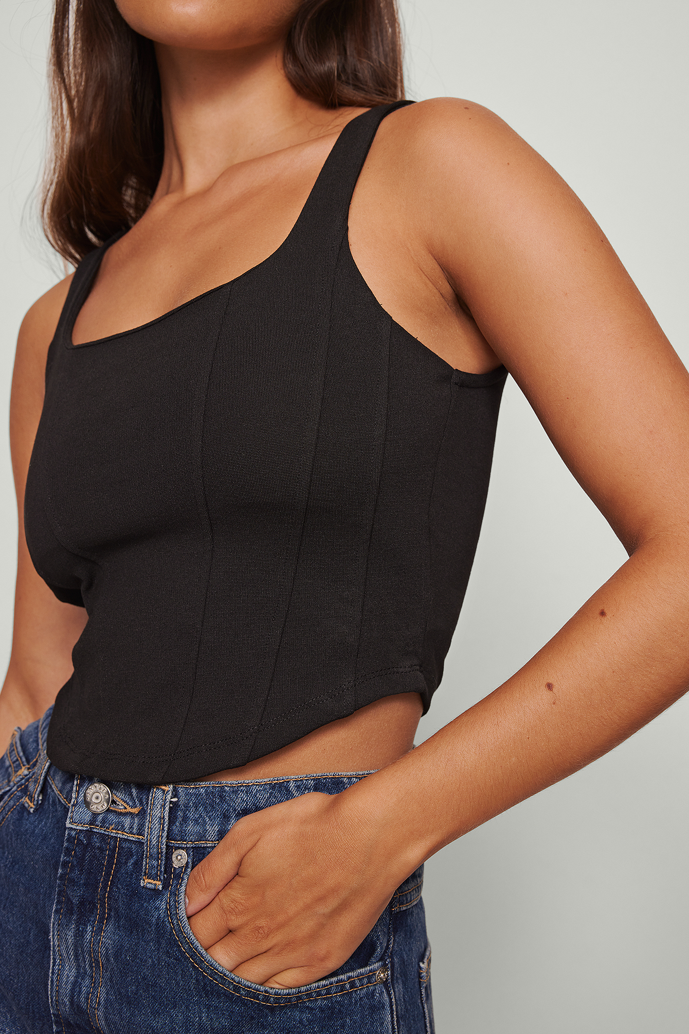 Corset Detail Top Black | NA-KD