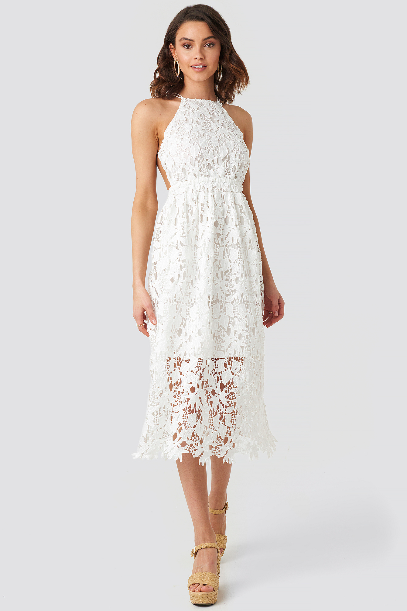 Na kd crochet shop strap back dress