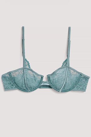 Cut Out Detailed Lace Bra Green | NA-KD