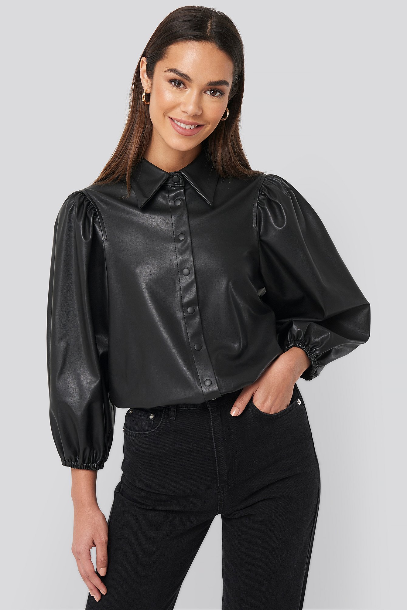 Leather deals sleeve top